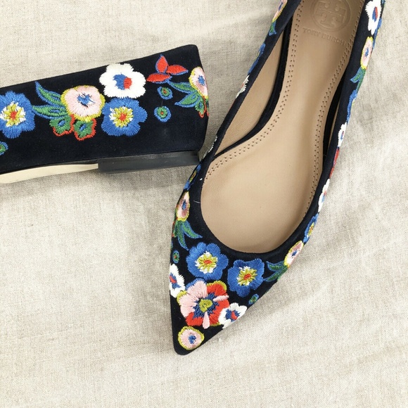 Tory Burch Shoes - TORY BURCH Pansy Bouquet Rosemont Embroidered Flat